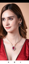 Load image into Gallery viewer, Ruby Diamond Necklace in Gold Plating