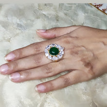 Load image into Gallery viewer, Silver Emerald Ring with Swarovski