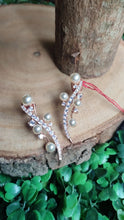 Load image into Gallery viewer, Diamond Pearl Curved Earrings