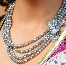 Load image into Gallery viewer, Phoenix Bird Grey Pearl Necklace
