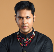 Load image into Gallery viewer, "Advait" Sherwani Mala Necklace Triple Line Tourmaline for Men and Women
