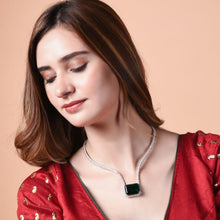 Load image into Gallery viewer, Bottle Neck Silver Diamond green Necklace
