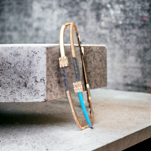 Load image into Gallery viewer, Rose Gold Blue Enamel Diamond Bracelet
