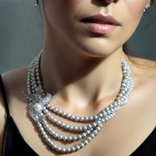 Load image into Gallery viewer, Phoenix Bird Grey Pearl Necklace
