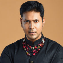 Load image into Gallery viewer, "Advait" Sherwani Mala Necklace Triple Line Tourmaline for Men and Women
