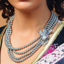 Load image into Gallery viewer, Phoenix Bird Grey Pearl Necklace
