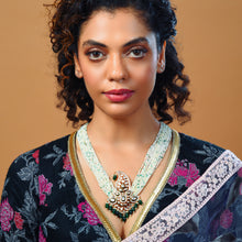Load image into Gallery viewer, Dark Green Polki Pendent with Small Pearls (045 Isha)
