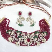 Load image into Gallery viewer, Mossanite Polki Ruby Chokher
