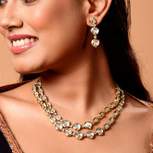 Load image into Gallery viewer, LB shade Yellow Polki Mossanite Double line Necklace
