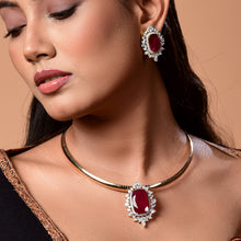 Load image into Gallery viewer, Ruby Diamond Pendent with Thick Gold Chain
