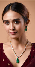 Load image into Gallery viewer, Emerald Necklace with Earrings
