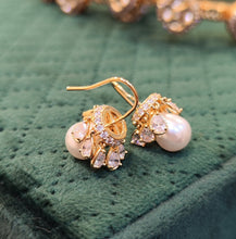 Load image into Gallery viewer, Golden Pearl Diamond Bali Earrings
