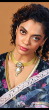 Load image into Gallery viewer, Hand Wired Golden Necklace with Polki Pendent in Antique Gold (ISH 039)
