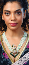 Load image into Gallery viewer, Dark Green Polki Pendent with Small Pearls (045 Isha)
