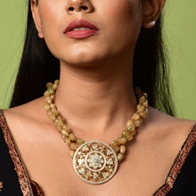 Load image into Gallery viewer, 925 Silver Round Pendent With smoky Topaz Beads Mala
