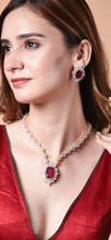 Load image into Gallery viewer, Ruby Diamond Necklace in Gold Plating
