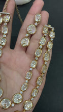 Load and play video in Gallery viewer, LB shade Yellow Polki Mossanite Double line Necklace
