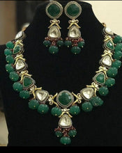 Load image into Gallery viewer, Green Polki Beads Set
