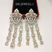 Load image into Gallery viewer, Rose White 3 inch Diamond Earrings
