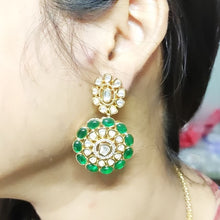 Load image into Gallery viewer, Uncut Polki Emerald Earrings
