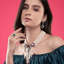 Load image into Gallery viewer, Elegant Classy Pearl Ruby Pendant Necklace( 034 Isha)
