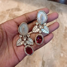 Load image into Gallery viewer, Silver Mother of Pearl Earrings inn Ruby

