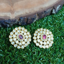Load image into Gallery viewer, Ruby Polki Studs
