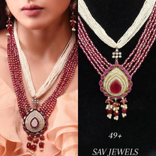 Load image into Gallery viewer, Ruby Mala With Pearls (ISHA-21)
