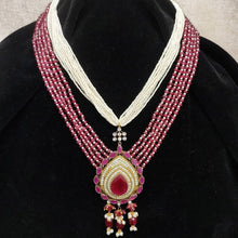 Load image into Gallery viewer, Ruby Mala With Pearls (ISHA-21)
