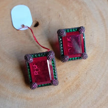 Load image into Gallery viewer, Red Doublet Rectangle Studs
