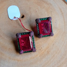 Load image into Gallery viewer, Red Doublet Rectangle Studs
