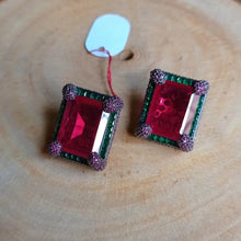 Load image into Gallery viewer, Red Doublet Rectangle Studs
