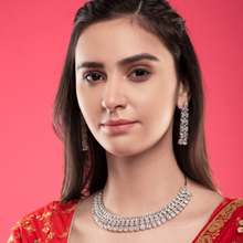 Load image into Gallery viewer, Diamond Necklace in Silver Plating
