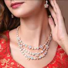 Load image into Gallery viewer, Rare Stones in Pastel Triple Line Necklace
