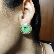 Load image into Gallery viewer, Enamel Plated Green Western Earrings
