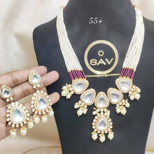 Load image into Gallery viewer, Polki Pearl Mala Necklace
